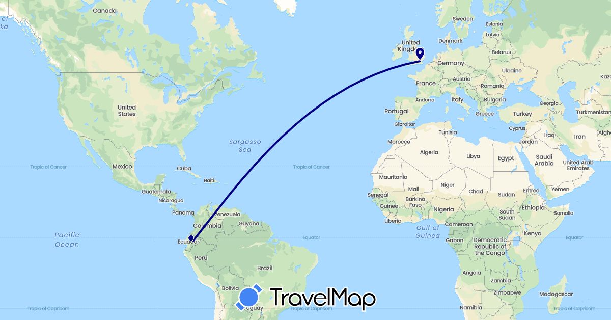 TravelMap itinerary: driving in Ecuador, United Kingdom (Europe, South America)